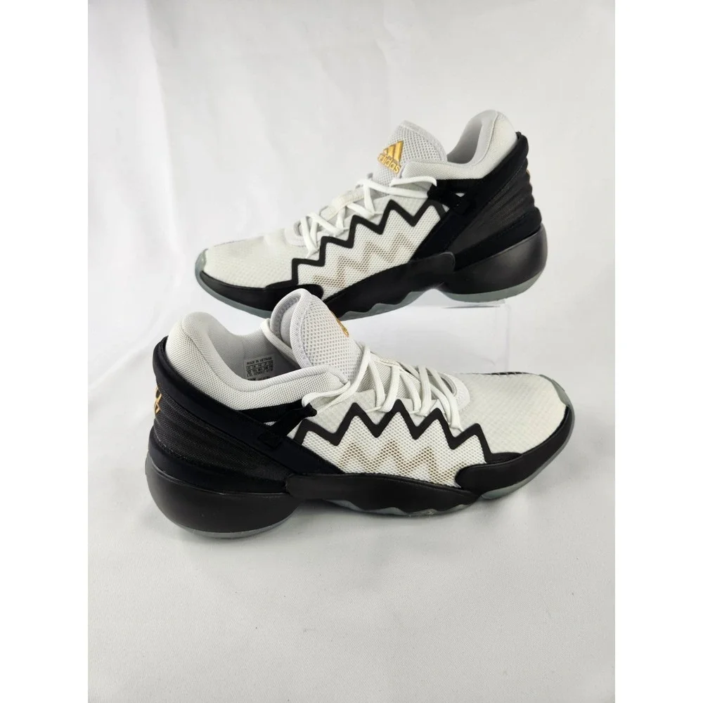 Adidas Men's D.O.N. Issue #2 Basketball Shoes White‎ Black Gold Sneakers Size 12